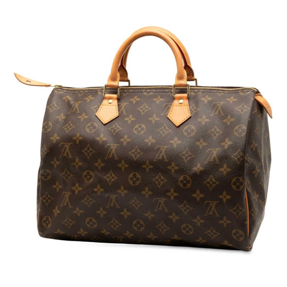 Louis Vuitton Leather Monogram Brown Speedy Handbag Bag Boston Brown